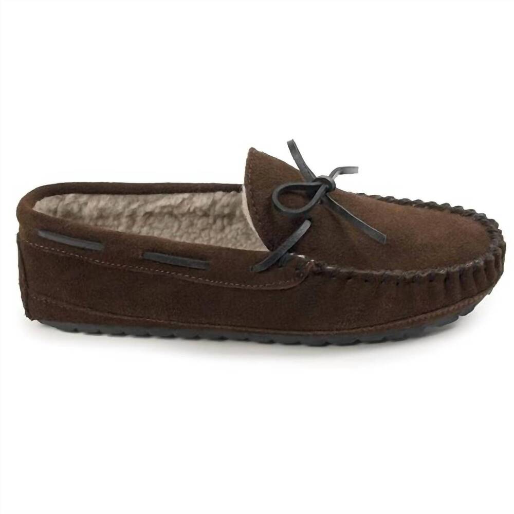 NEW MINNETONKA men's casey moccasins in chocolate suede